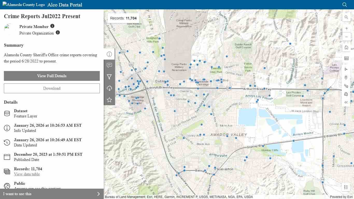 Crime Reports Jul2022 Present Alameda County Open Data Hub